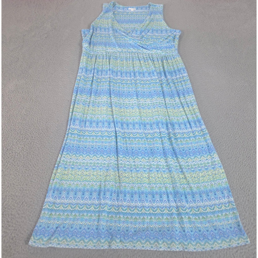 J. Jill Dress Womens XL Multi Aegean Ikat‎ Printed Crossover Sleeveless Maxi